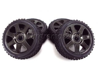 New HPI D8S HB "Edge" Black Chrome Wheel Tire Set 17mm Pre Glued 67768 67744