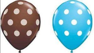 10 Chocolate Brown Blue Aqua Polka Dot Latex Balloons