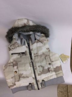 Mossimo Women's XL Camo Jacket Vest with Fur Trimmed Hood Light Tan Colors