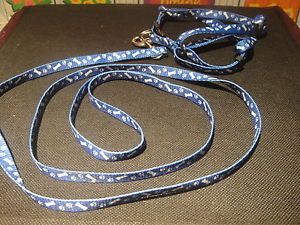 Extra Small Dog Pet Harness with Leash Blue Chihuahua Toy Puppy Cat Bones Print