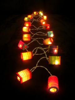 20 Multicoloured Battery Operated Mini Chinese LED String Paper Lanterns Lights