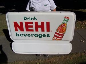 Large Vintage C 1950 NEHI Beverages Soda Pop Bottle 52" Metal Sign Very Nice