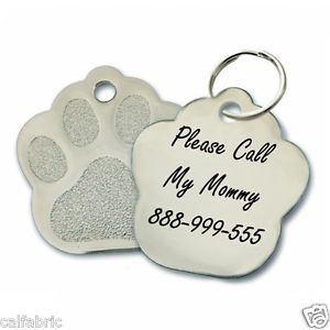 Custom Personalized Engraved Stainless Steel Paw Dog Tag Cat Tag Pet ID Name Tag