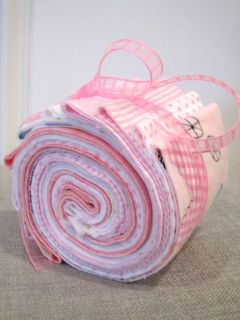 2 5" Jelly Roll Strips 10 Pink Baby Girl Flannel Quilt Fabric Binding Squares