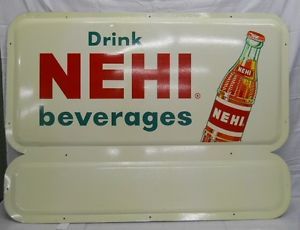 1980's Drink NEHI Beverages Soda Metal Advertising Sign 34" x 52"