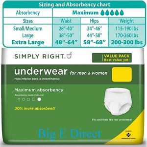 Simply Right Men Women Unisex Adult Care Incontinence Aids Protective Underwear