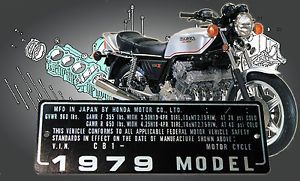 Honda CB1 CBX 1000 Six USA Data Plate ID Tag Year 1979 Anodized Plate ID Tag B