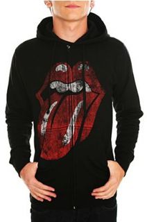The Rolling Stones Distressed Tongue Logo Zip Hoodie