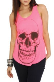 Neon Pink Black Skull Tank Top Plus Size