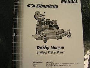 Simplicity Derby Morgan 3 Wheel Riding Mower Parts Manual