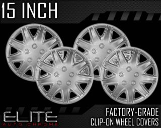 15" Universal Clip on Silver Metallic Snap on Hubcaps 551