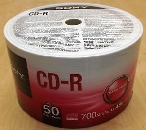 50 Sony CD R Logo CDR 48x Blank Recordable Disc Media 80min 700MB Shrink Wrapped