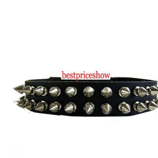 Fashion Black Dog Spiked Studded Leather Collar Spikes