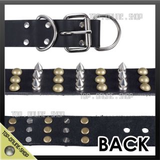 Spiked Studded Real Leather Dog Defense Collar Link to Lead Leash Goth Rock Cool