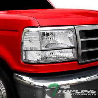 Chrome Clear Signal Parking Corner Lights Lamps DY 92 96 F150 F250 F350 Bronco