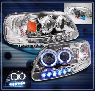97 03 Ford F150 97 02 Expedition Pickup Halo LED Projector Headlight Lamp Chrome