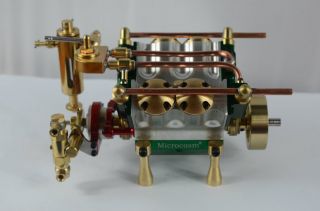 V4 Cylinder Steam Engine with Steam Boiler Feed Pump 