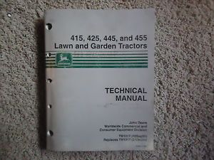 John Deere 415 425 445 455 Lawn Garden Tractors Technical Service Manual TM1517