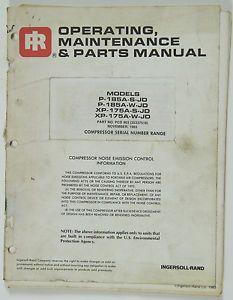 Ingersoll Rand Compressor Operating Maintenance Parts Manual