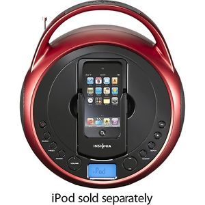 Insignia NS BIPCD01 Boombox CD Player iPod iPhone Dock FM Radio Red