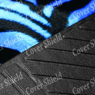 4pc Full Set Blue Black Animal Print Zebra Tiger Car Auto Carpets Floor Mats