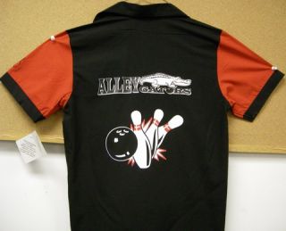 Alley Gators Kids Red Black Bowling Shirt Fun for Party