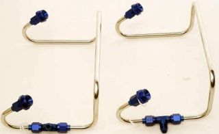 Blue Stainless Blower Holley Dual Carb Fuel Line Kit