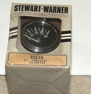 Vintage Stewart Warner 82116 100 PSI Drive Oil Pressure Gauge
