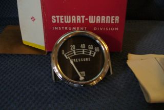 Vintage Stewart Warner D 352 Oil Pressure Gauge in Original Box