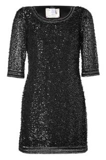 Black Highland Fling Beaded Mini Dress by COLLETTE DINNIGAN