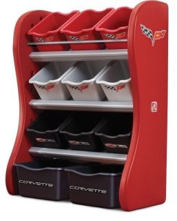 Step 2 Corvette Room Organizer Shelves Children's Storage Bins Red Black Grey