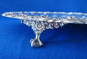 Gorgeous Antique Heavy Silver Plate Serving Tray w Eagle Talon Ball Claw Feet