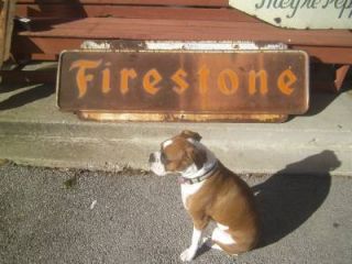 Original Vintage Firestone Tires Porcelain Advertising Sign Service Station