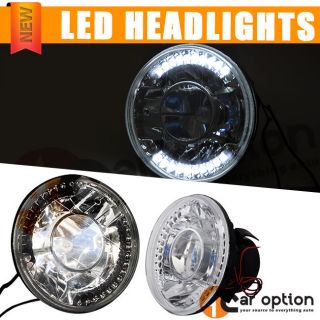 Round H4 Bulbs 5 3 4" 5 75" Crystal Clear LED Projector Headlights Headlamps