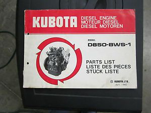 Kubota D850 Diesel Engine Parts Book
