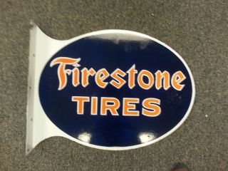 Firestone Tires Flanged Porcelain Sign