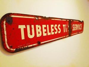Old Vintage Tubeless Tire Metal Sign from Firestone Gas Service Station RARE