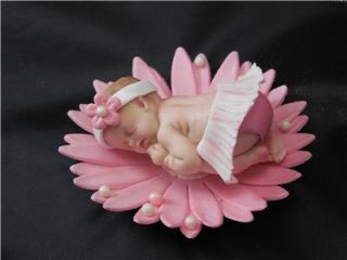 Fondant Pink Tutu Baby Flower Cake Topper Baby Girl Shower Decoration Cupcake