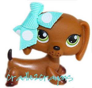 Littlest Pet Shop ♥ LPS ♥ RARE Brown Dachshund Dog Green Eyes 139