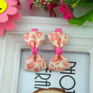 One Pair 2pcs Lovely Barrettes Leopard Rose Hairclips Baby Girl Toddler 050
