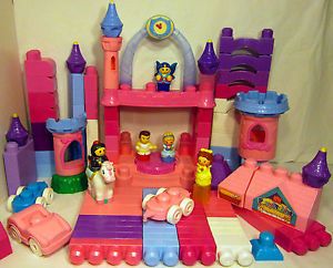 Mega Bloks Disney Princess Castle Building Lot Pink Purple Blocks Figures