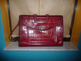 M C Marc Chantal Embossed Genuine Leather Letter Briefcase Handbag Laptop