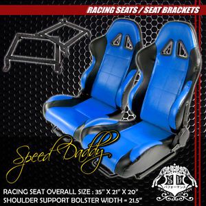 2X PVC Leather Racing Seats Slider Brackets 89 98 Nissan 240sx s13 14 Black Blue