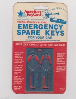 Vintage Emergency Spare Key Set Will Fit Chrysler Dodge Plymouth 1967 1985