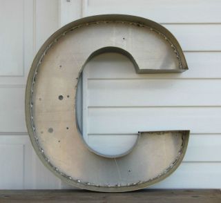 Vintage C Channel Letter Metal Sign Advertising Industrial Marquee Wall Art Old