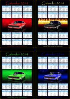 Dodge Charger 2014 Magnetic Calendar Big Block 383 440 RT Drag Race V8 Mopar