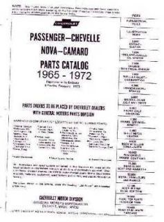 1965 1970 1971 1972 Chevelle Nova Camaro Part Numbers Book Interchange Drawings