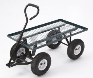 Farm Ranch FR100F Steel Flatbed Utility Cart with Padded Pull Handle and 10 In