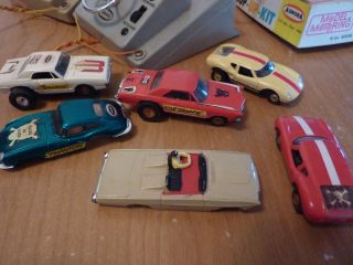 Vintage 1960s Aurora Model Motoring 6 Race Track Cars 4 Chassis 14 Tire Hot Rod