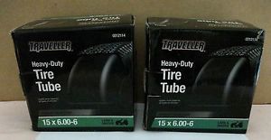 2 New Traveller Heavy Duty 15 x 6 00 6 Tire Inner Tubes Lawn Garden